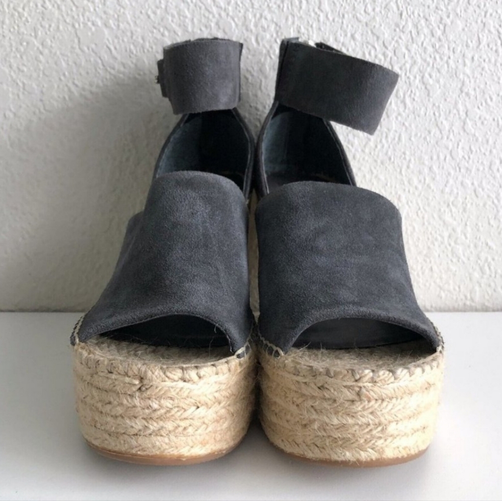 Dolce Vita Straw Espadrille Wedge Sandals - Anthracite Gray 7.5 - Picture 5 of 9